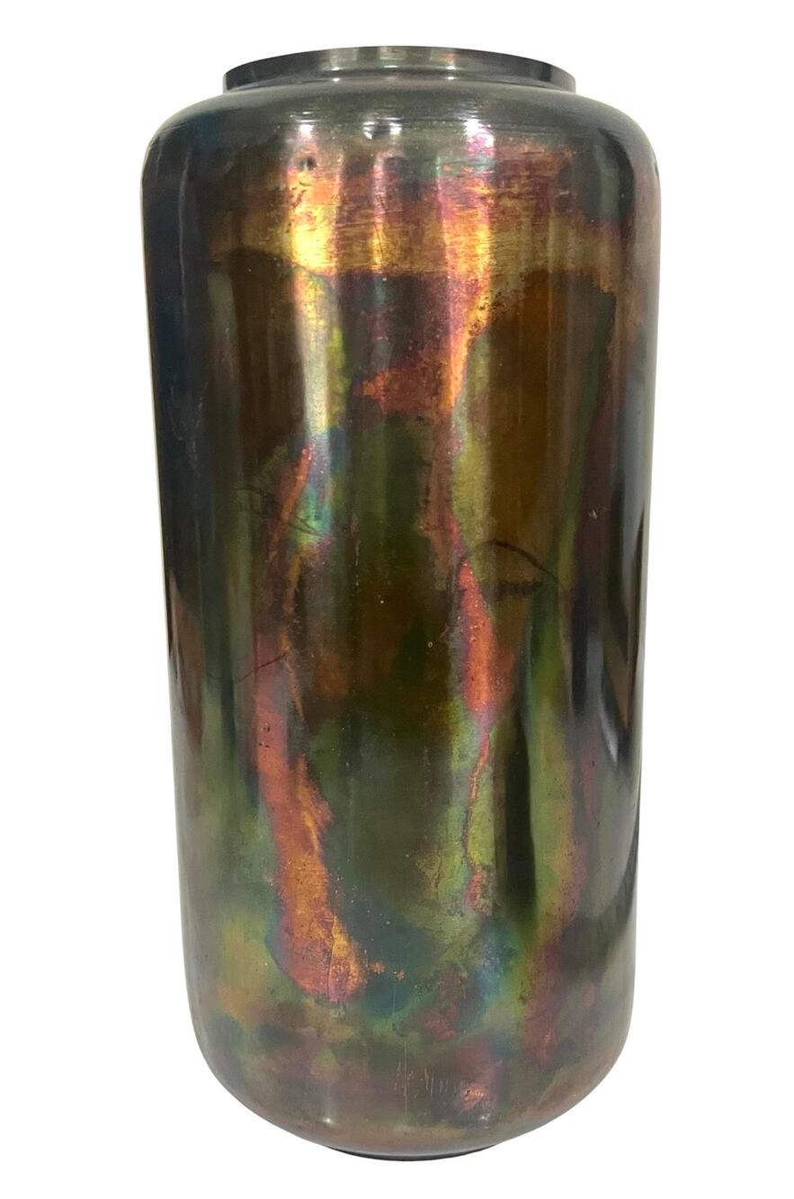 Bloomingville Oxidized Copper Finish Metal Vase Made in India 12.5”